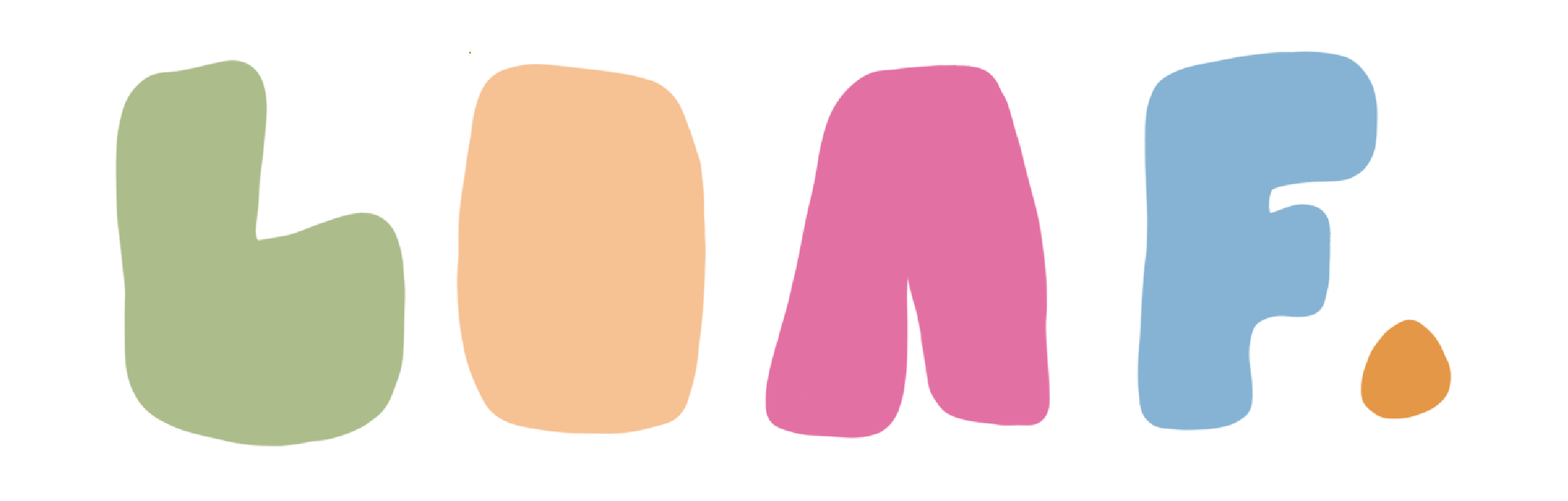 Colorful 'LOAF.' logo on a white background